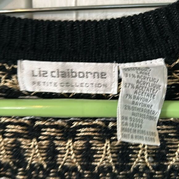 Vintage black and gold metallic cardigan- Size MP - Picture 2 of 7